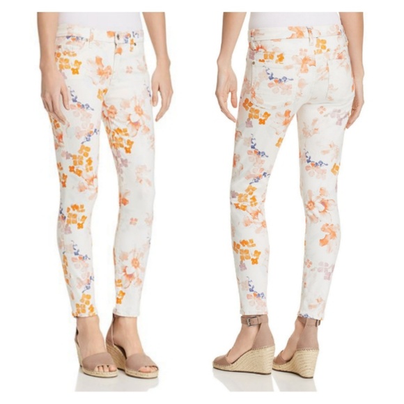 7 For All Mankind Denim - 7 for all mankind floral skinny ankle jeans